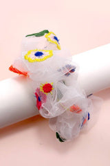 Flower Embroidery Scrunchies