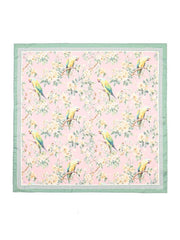 Floral Bird Print Silky Feel Bandana Scarf