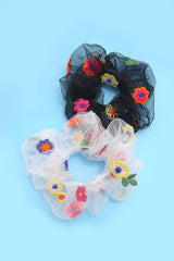 Flower Embroidery Scrunchies