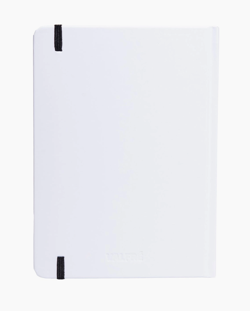 White pouch with black straps on a white background