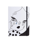 Notebook with a black and white design on a white background