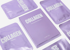 Collagen face mask packaging with visible brand name on a light background
