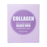 LAPCOS Collagen Deep Collagen Glass Skin Overnight Mask box in a light lavender purple color with white text, set against a clean white background.