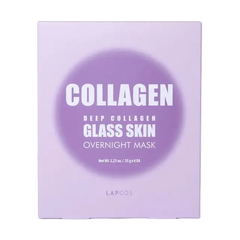 LAPCOS Collagen Deep Collagen Glass Skin Overnight Mask box in a light lavender purple color with white text, set against a clean white background.