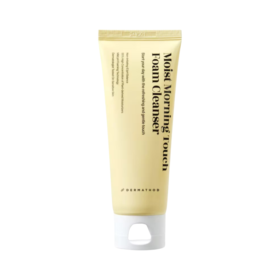 Tube of Dermathod Moist Morning Touch Foam Cleanser on a white background