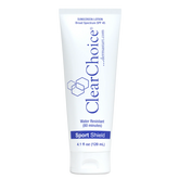 Clear Choice sunscreen lotion tube on a white background