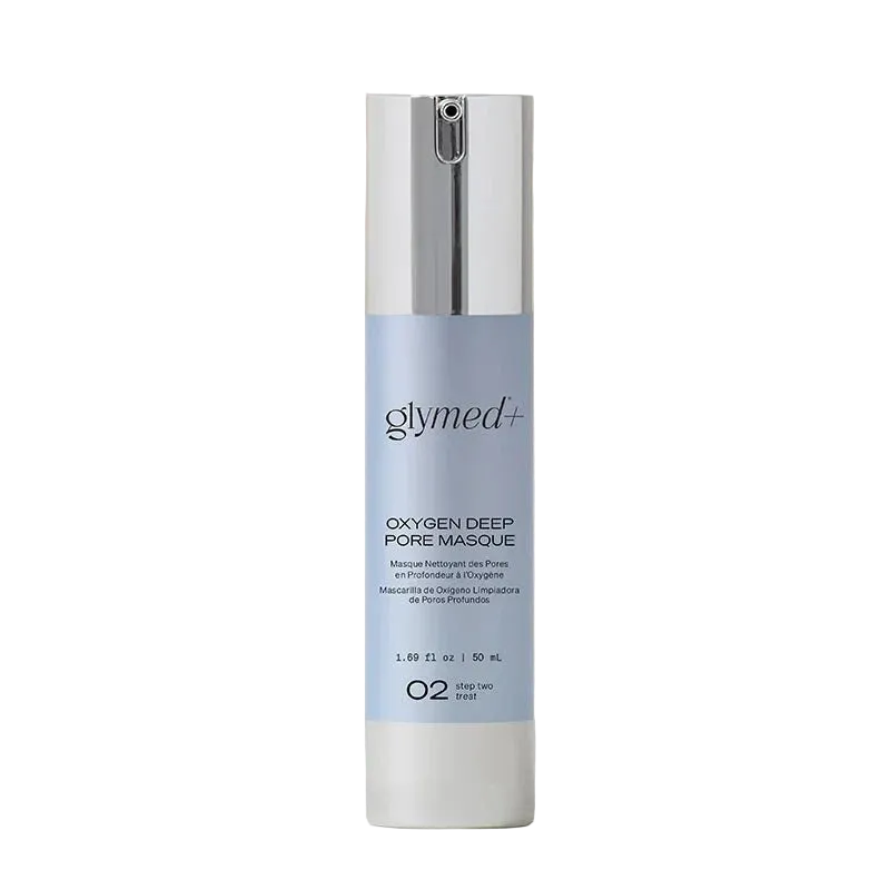 Glymed Oxygen Deep Pore Masque bottle on a light beige background