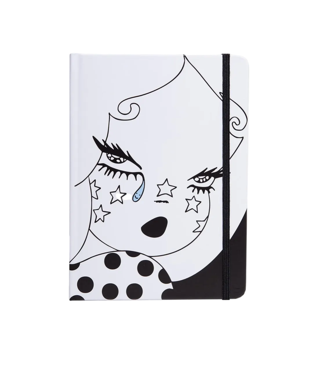 Notebook with a black and white design on a white background