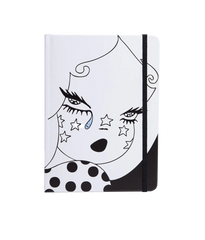 Notebook with a black and white design on a white background