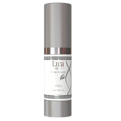 Lura skincare serum bottle on a white background