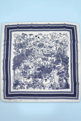Large Floral Toile Print Bandana Scarf