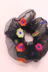 Flower Embroidery Scrunchies